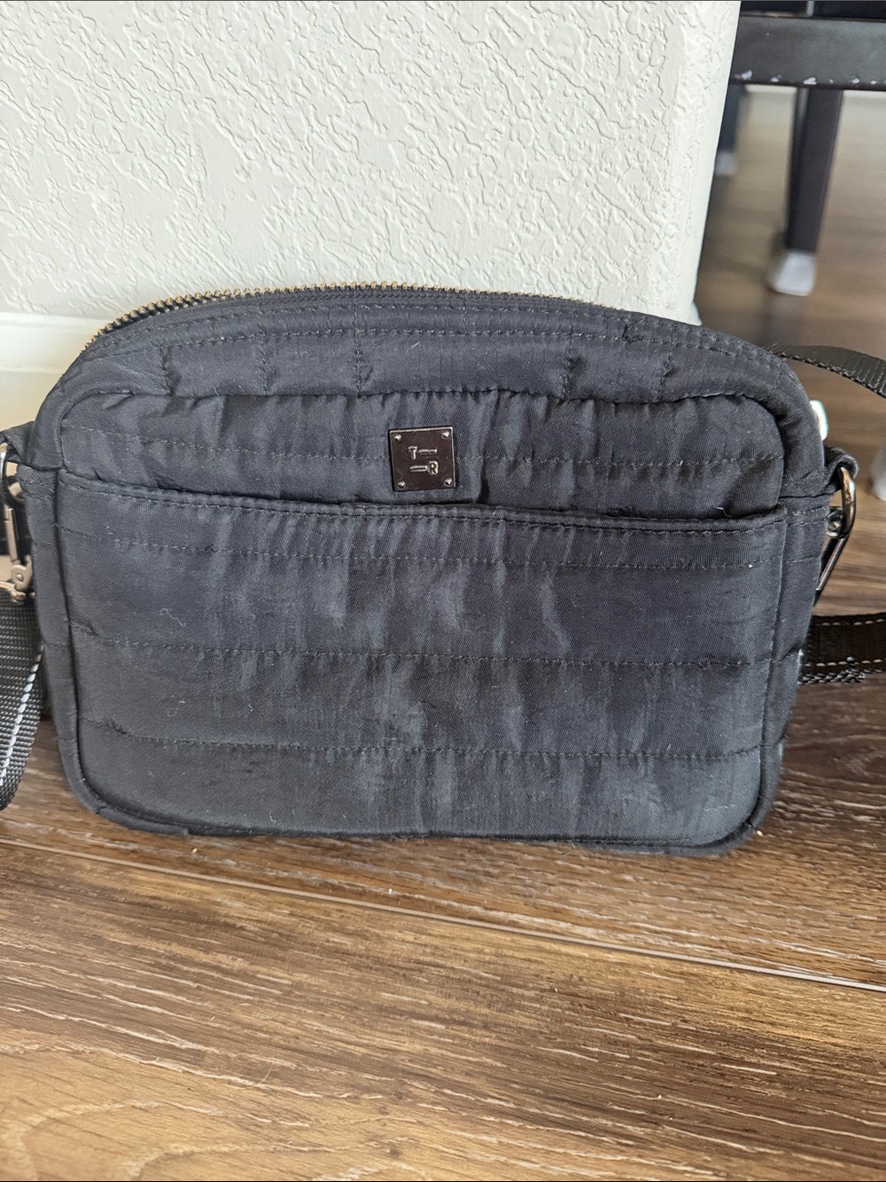 Think Royln Black Quilted Crossbody Camera Bag